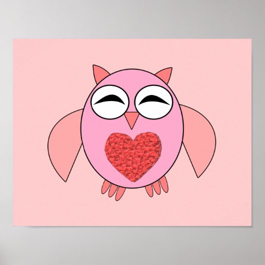 Roze Liefdeshart Uil Poster (Voorkant)