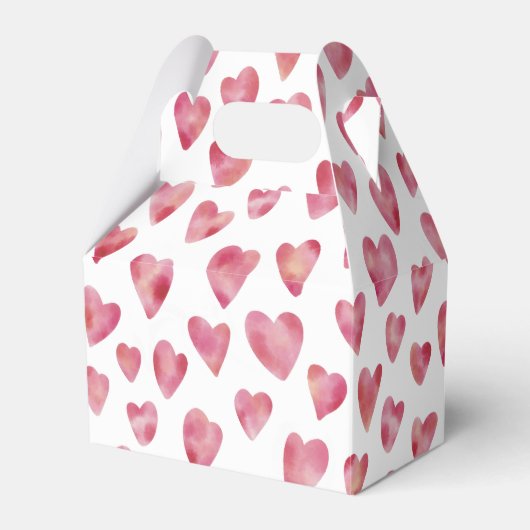 Roze Liefdeshart Waterverf Patroon Bedankdoosjes (Voorkant Zijde)