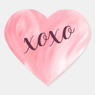 Roze liefdeshart Xoxo-Waterverf gekleurd Hart Sticker