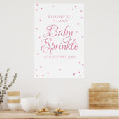 Roze liefdesharten Baby Girl Sprinkle Welkomstteke Poster (Keuken)