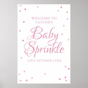 Roze liefdesharten Baby Girl Sprinkle Welkomstteke Poster