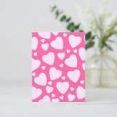 Roze liefdesharten briefkaart (Staand voorkant)