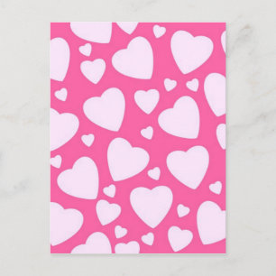 Roze liefdesharten briefkaart