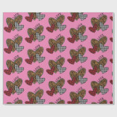 Roze liefdesharten cadeaupapier (Vlak)