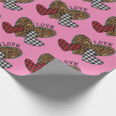 Roze liefdesharten cadeaupapier (Hoek)