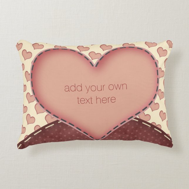 Roze liefdesharten Folk Art op maat Accent Kussen (Voorkant)