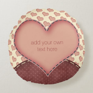 Roze liefdesharten Folk Art op maat Rond Kussen
