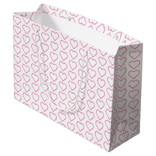 Roze liefdesharten Gift Bag Groot Cadeauzakje (Achterkant Gekanteld)