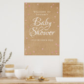 Roze Liefdeshartjes Baby Meisje Shower Welkomstbor Poster (Keuken)