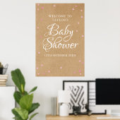 Roze Liefdeshartjes Baby Meisje Shower Welkomstbor Poster (Thuiskantoor)