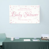 Roze Liefdeshartjes Baby Shower / Strooigoed Verwe Spandoek (Beurs)