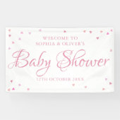 Roze Liefdeshartjes Baby Shower / Strooigoed Verwe Spandoek (Horizontaal)