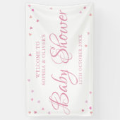 Roze Liefdeshartjes Baby Shower / Strooigoed Verwe Spandoek (Verticaal)