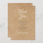 Roze Liefdeshartjes Boho Baby Meisje Bedankt Gedic (Voorkant / Achterkant)