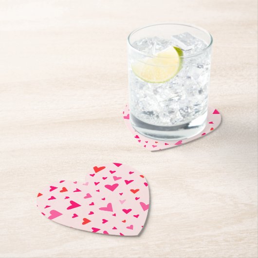 Roze liefdeshartjes kartonnen onderzetters (Insitu)