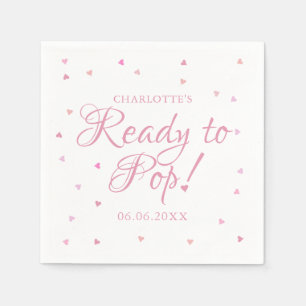 Roze Liefdeshartjes Klaar om Baby Shower te Vieren Servet
