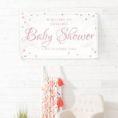 Roze Liefdeshartjes Welkomstbord voor Baby Meisje Spandoek (Insitu)