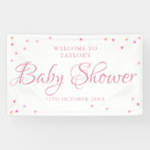 Roze Liefdeshartjes Welkomstbord voor Baby Meisje Spandoek (Horizontaal)