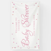 Roze Liefdeshartjes Welkomstbord voor Baby Meisje Spandoek (Verticaal)