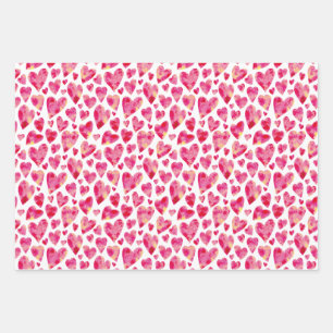 Roze liefdeshartpatroon inpakpapier vel