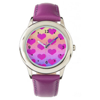 Roze liefdeshartrinbog horloge