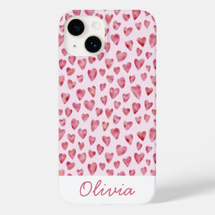 Roze liefdeshartritme waterverf Case-Mate iPhone 14 hoesje