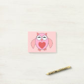 Roze liefdeshartslag Owl Post merkt Pad op Post-it® Notes (Op bureau)