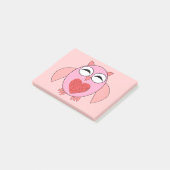 Roze liefdeshartslag Owl Post merkt Pad op Post-it® Notes (Schuin)