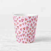Roze liefdeshartspatroon latte mok (Voorkant)