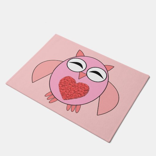 Roze liefdeshartswand van deurmat (Schuin)