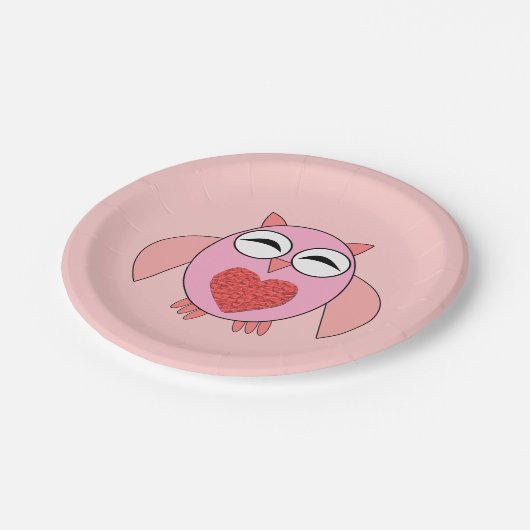 Roze liefdeshartswieg Papier Borden Papieren Bordje (Gekanteld)