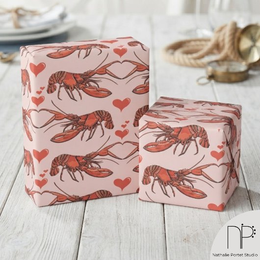 Roze Liefdeskreeft Inpakpapier