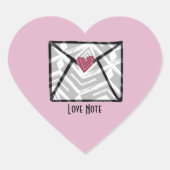  roze liefdesnotitiehart hart sticker (Voorkant)