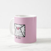 roze liefdesnotitiehart koffiemok (Voorkant links)