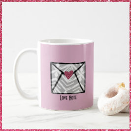  roze liefdesnotitiehart koffiemok