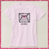  roze liefdesnotitiehart t-shirt