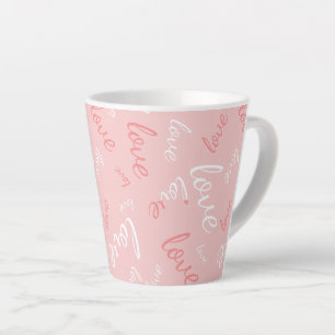 Roze Liefdesschrift Handgeschreven Typografie Roma Latte Mok