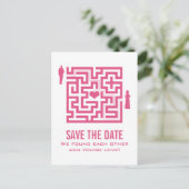 Roze liefdessmoze sla het Briefkaart Datum op (Staand voorkant)