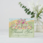 Roze liefdesvederzwijn bruiloft Dank je wel Bedankkaart (Staand voorkant)