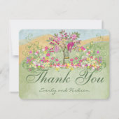 Roze liefdesvederzwijn bruiloft Dank je wel Bedankkaart (Voorkant)