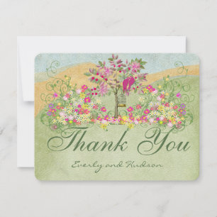 Roze liefdesvederzwijn bruiloft Dank je wel Bedankkaart