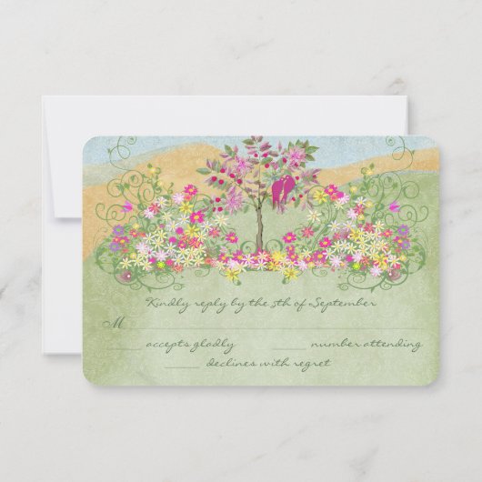 Roze -liefdesvederzwijn RSVP (Achterkant)