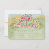 Roze -liefdesvederzwijn RSVP Kaartje (Achterkant)