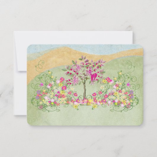 Roze -liefdesvederzwijn RSVP Kaartje (Voorkant)