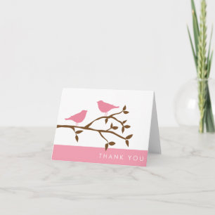 Roze liefdesvogel bedankkaartjes bedankkaart