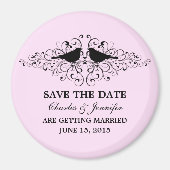 Roze liefdesvogels opslaan Magnet Datum Magnet (Voorkant)