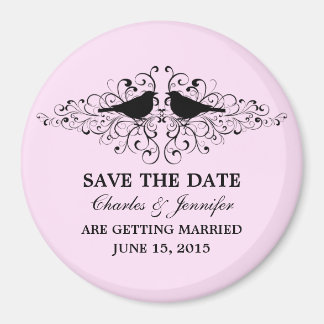 Roze liefdesvogels opslaan Magnet Datum Magnet