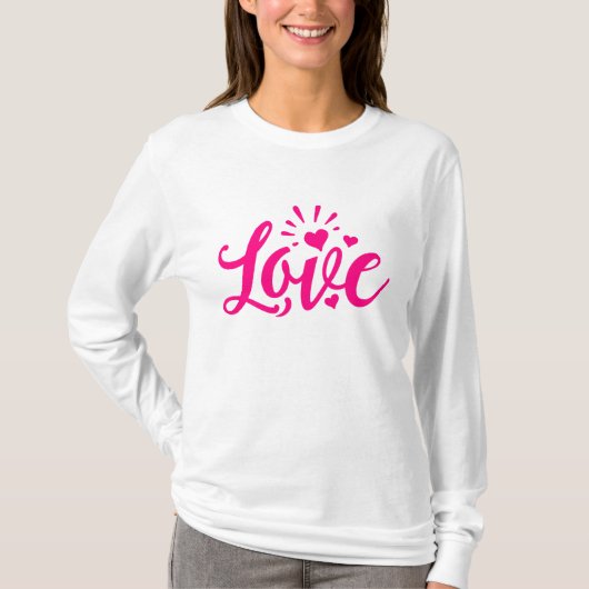Roze liefdeswoord t-shirt (Voorkant)
