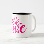Roze liefdeswoord tweekleurige koffiemok (Voorkant rechts)