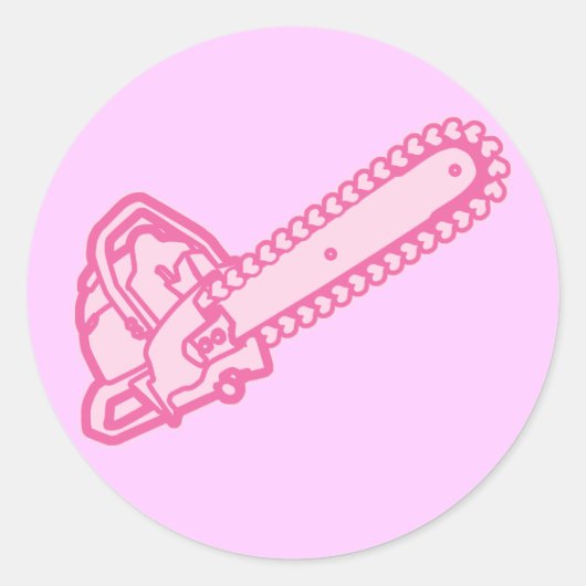 Roze liefdeszaag ronde sticker (Voorkant)